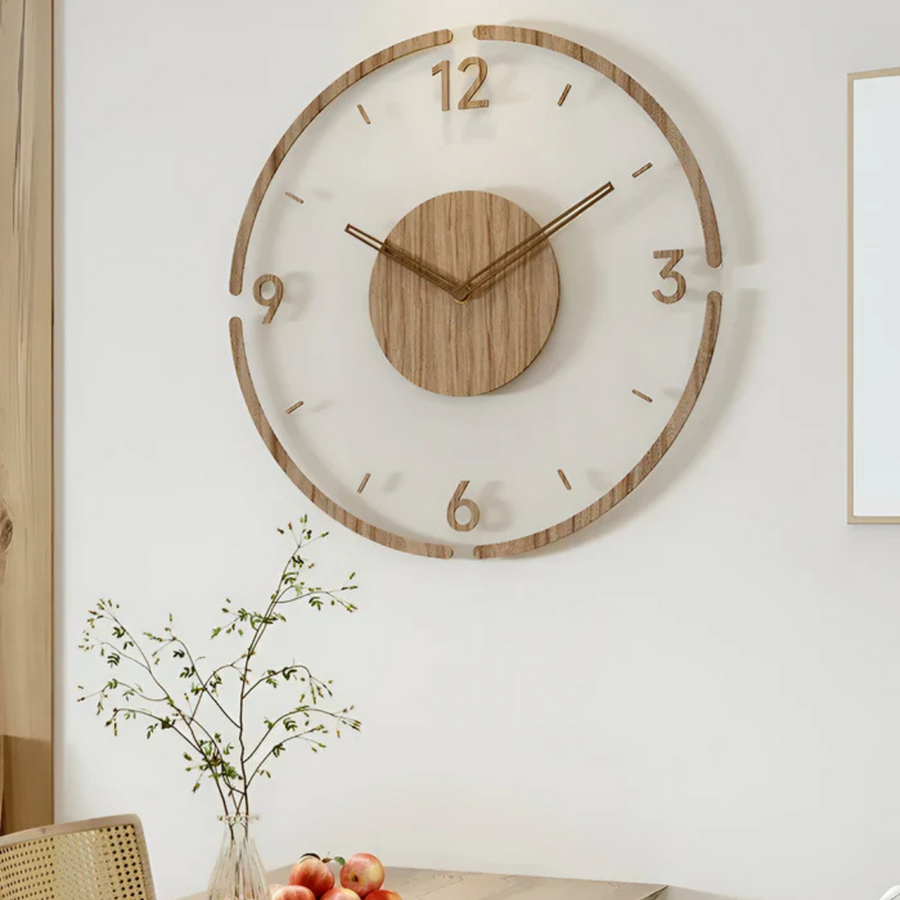 Silent Wall Clock Acrylic and Wood Ø30 cm – Minimalist Scandinavian