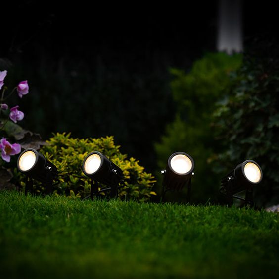 5-Piece Solar Spotlights Outdoor Set with Adjustable Heads and Dusk-to-Dawn Sensor for Yard Illumination