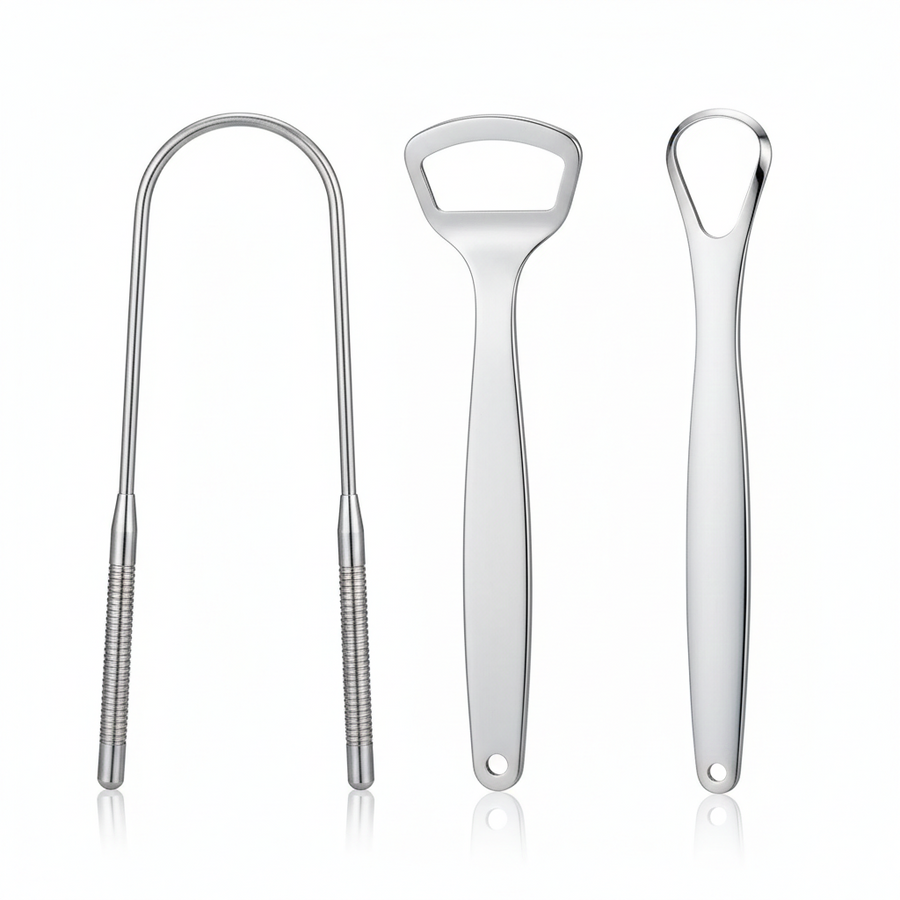 Aura Fresh | Metal Tongue Scraper with Medical-Grade Stainless Steel | Effective Bacteria Removal for Enhanced Oral Hygiene 0