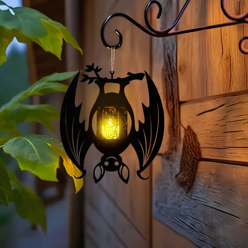 Bat Lantern Candle Holder – Gothic Decorative Accent for Indoor and Outdoor Use, Weather-Resistant Wood, Unique Bat Silhouette