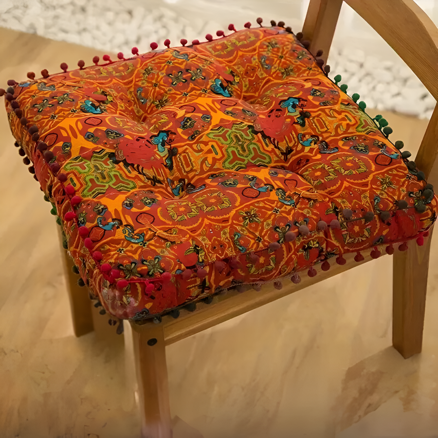 Bohemian Round Floor Cushion with Thick Padding – Comfortable Floor Pillow for Stylish Seating, 50cm Diameter
