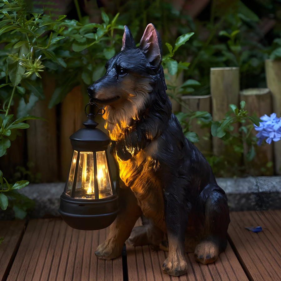 Canine Solar Lantern Garden Sculpture – Decorative Outdoor Dog Light for Garden & Patio