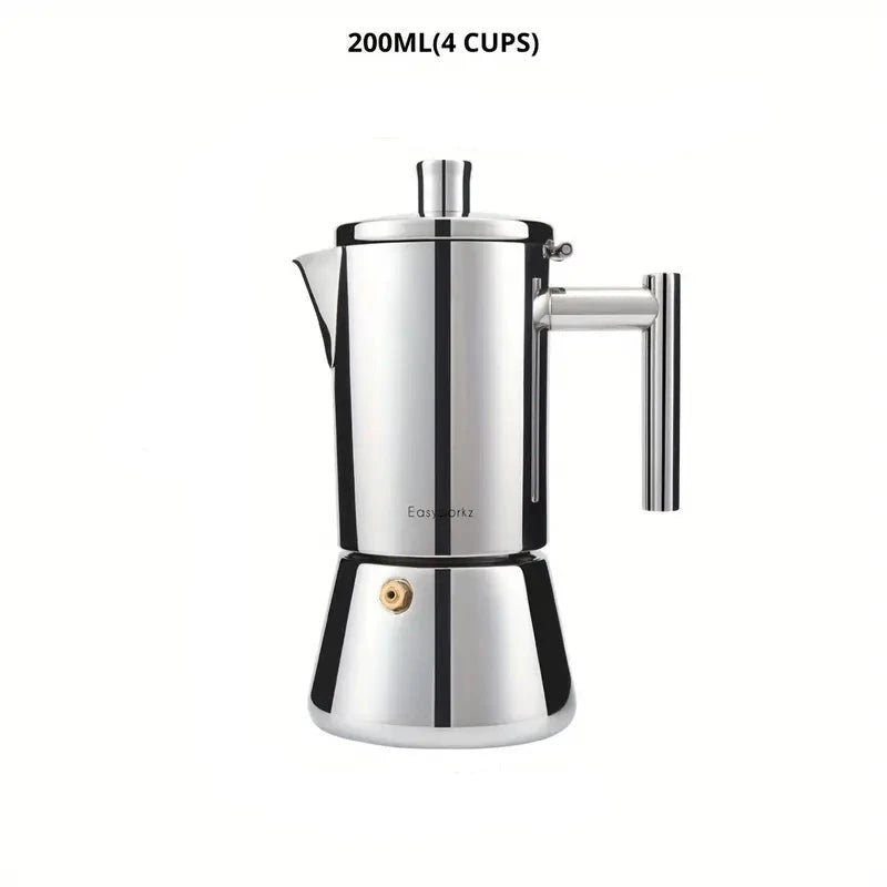 Classic Italian Moka Pot | Premium Stainless Steel Design with Heat-Resistant Handle | Perfect for Authentic Espresso at Home 0