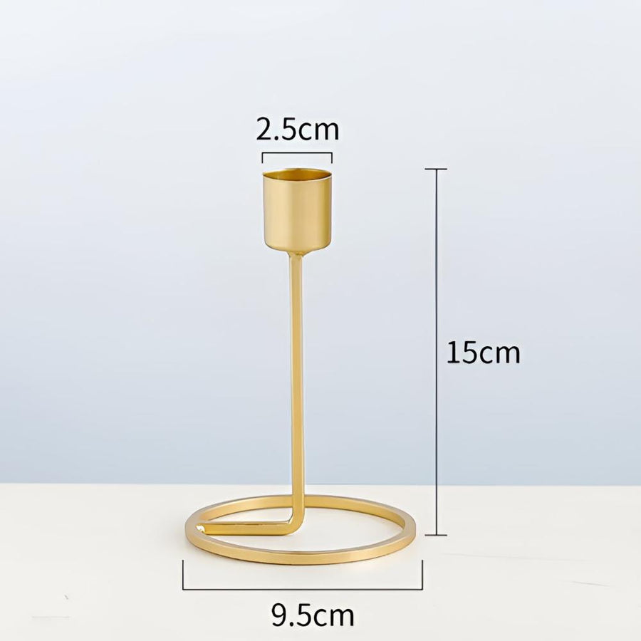 Elegant Gold Candle Holder with Sturdy Base – Metal Candle Stick Holder for Boho Chic Home Décor
