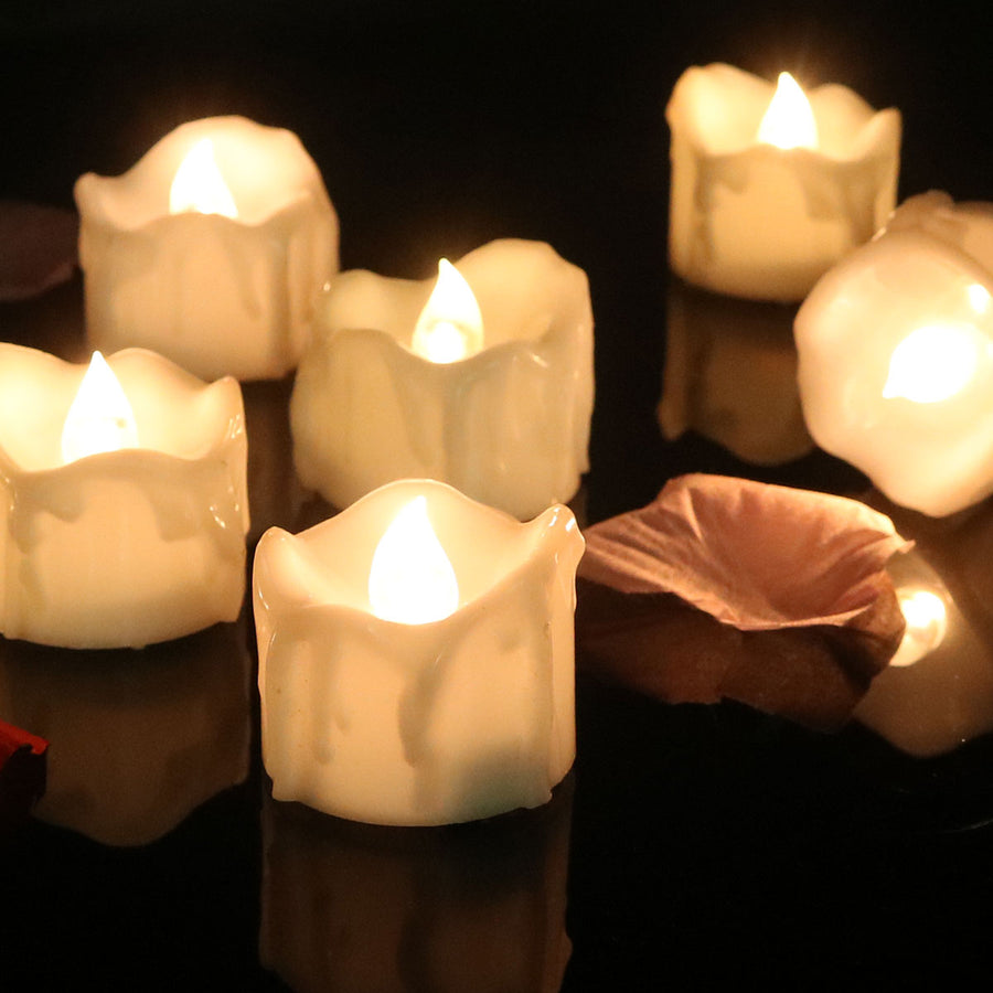 Flameless LED Candles – Flickering Battery Operated Candle Set, Warm White or Yellow, 12 Pack
