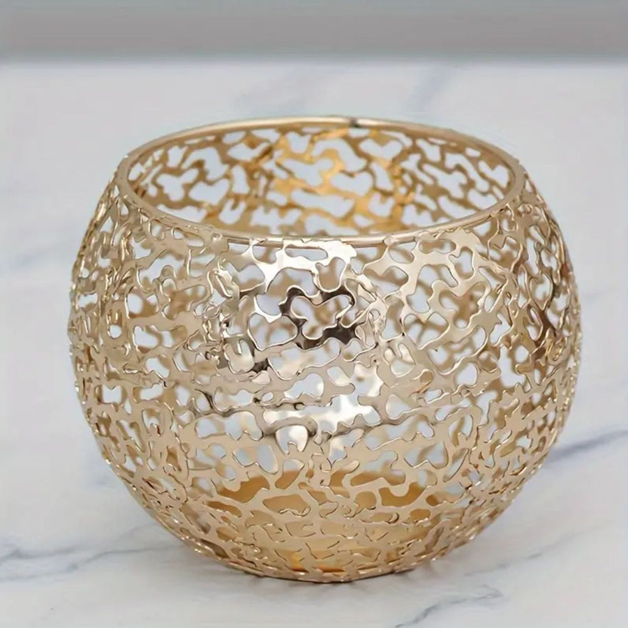 Geometric Iron Glow Sphere Candle Holder – Modern Votive Candle Holder for Tealights and LED Candles