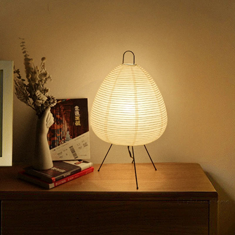 Japanese Rice Paper LED Table Lamp – Elegant Nightstand and Desk Lamp for Bedroom Decor, Energy-Efficient Lighting