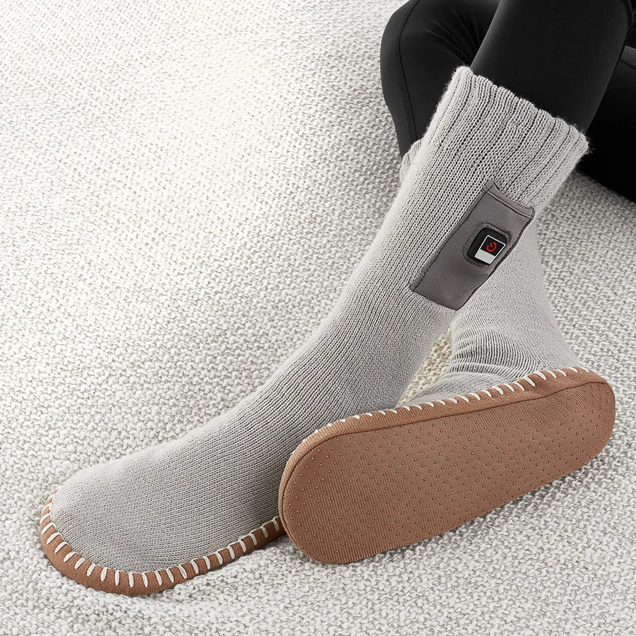 Men's Rechargeable Heated Socks with Non-Slip Soles and Adjustable Heat Settings for Foot Warmth