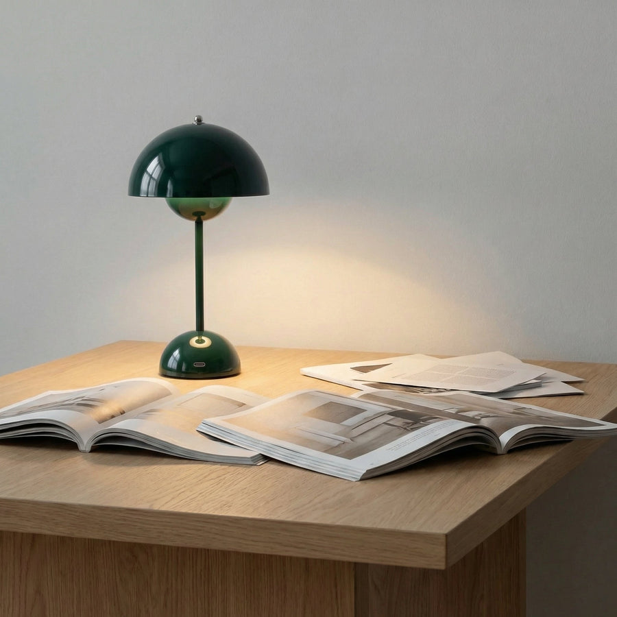 Modern Dome Table Lamp – Sculpted Gloss Finish, Statement Bedside & Living Room Light