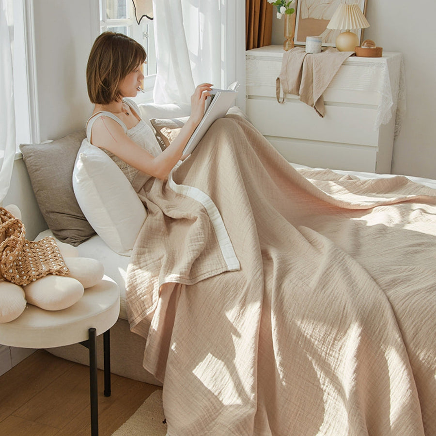 Multi-Layer Muslin Cotton Blanket – Six Breathable Layers for All-Season Comfort, Lightweight, Machine Washable, Available in Double, Queen, King