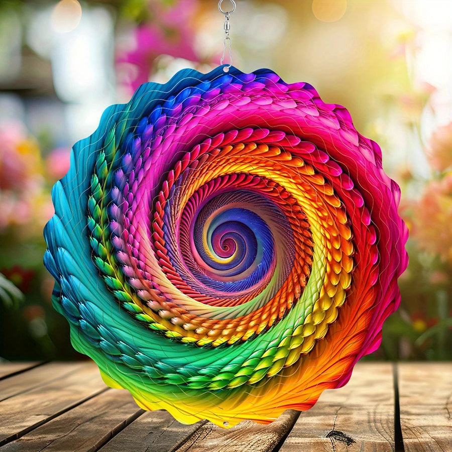 Rainbow Tunnel-Style Metal Wind Spinner – Vibrant 3D Hanging Yard Decoration for Garden