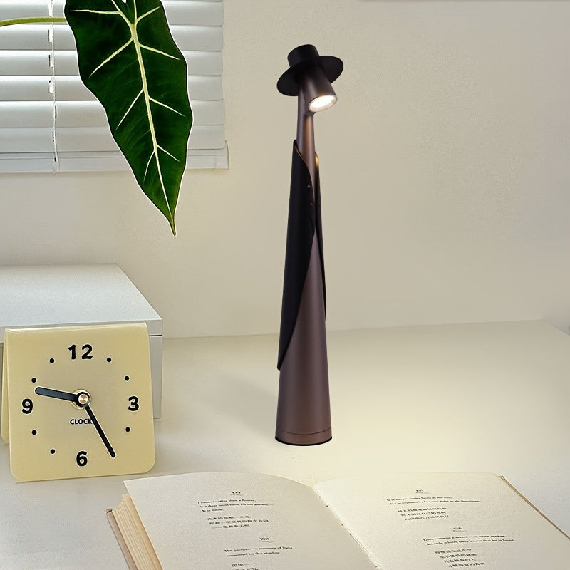 Rechargeable LED Desk Lamp with Touch Control - Artistic Modern Design, Cordless Table Lamp for Soft Ambient Lighting