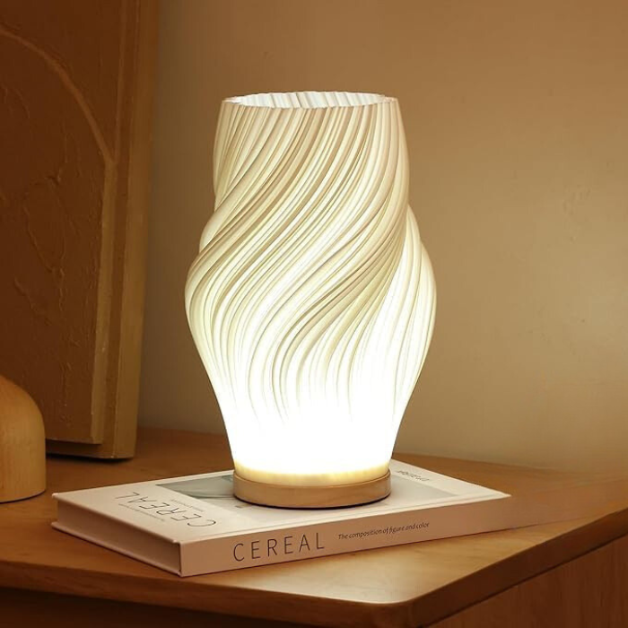 Serene Wavecrest Table Lamp – Organic Wave Form, Ambient LED Bedside & Living Room Light