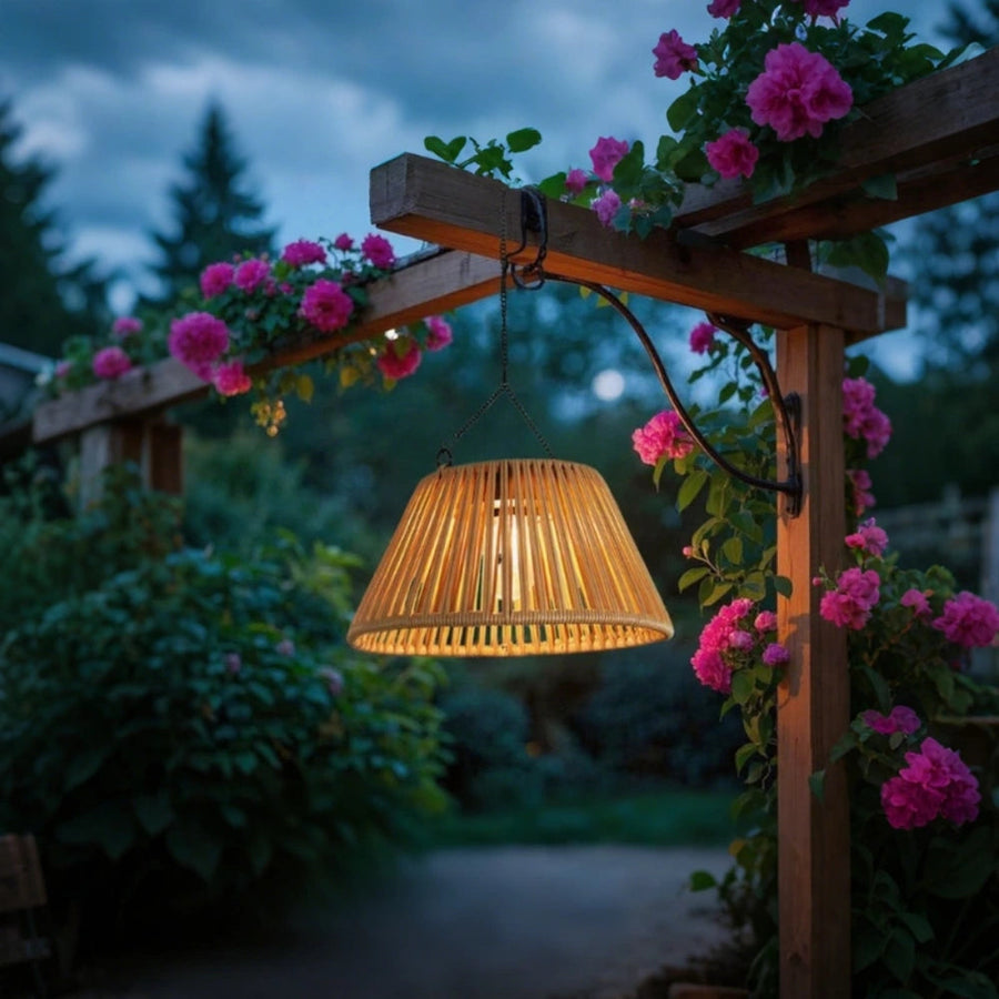 SolarTwine Rattan Solar Lantern – Outdoor Garden Lantern with Warm LED Glow, Medium or Large