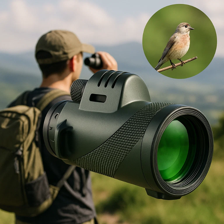 Ultra-Zoom Monocular Telescope with HD Lens & Smartphone Attachment | Lightweight Design for Bird Watching 0