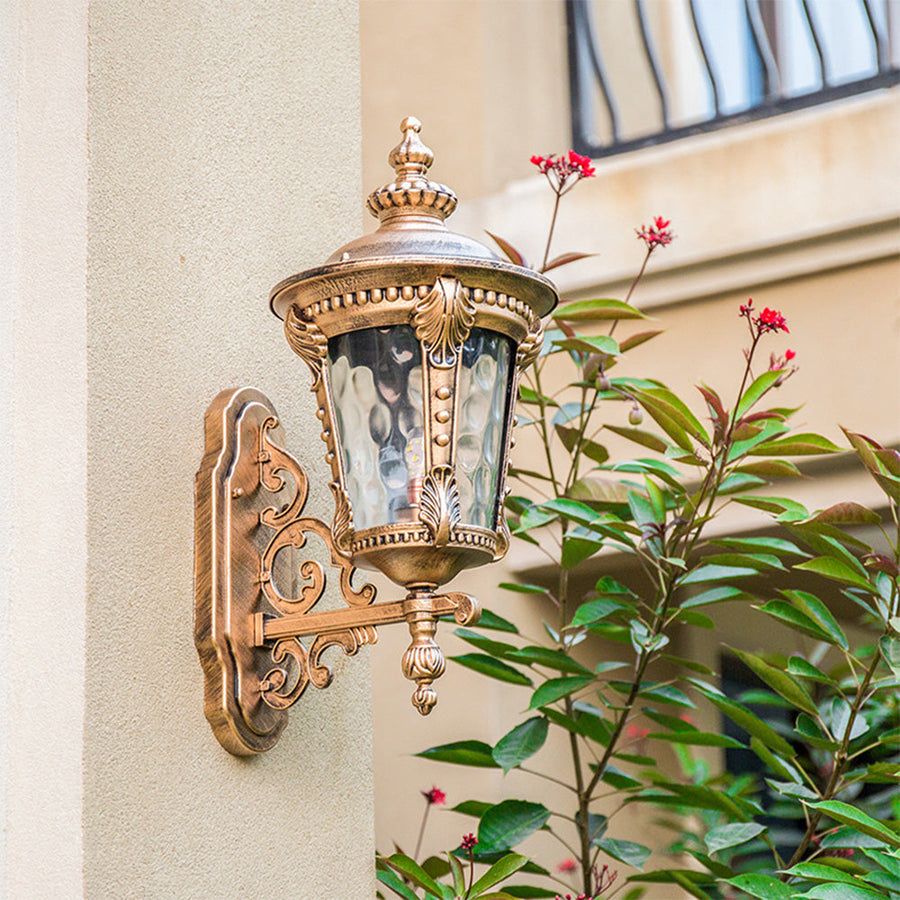 Vintage Glass Outdoor Wall Light – Elegant Aluminum Sconce for Patios and Gardens, Weather-Resistant Design