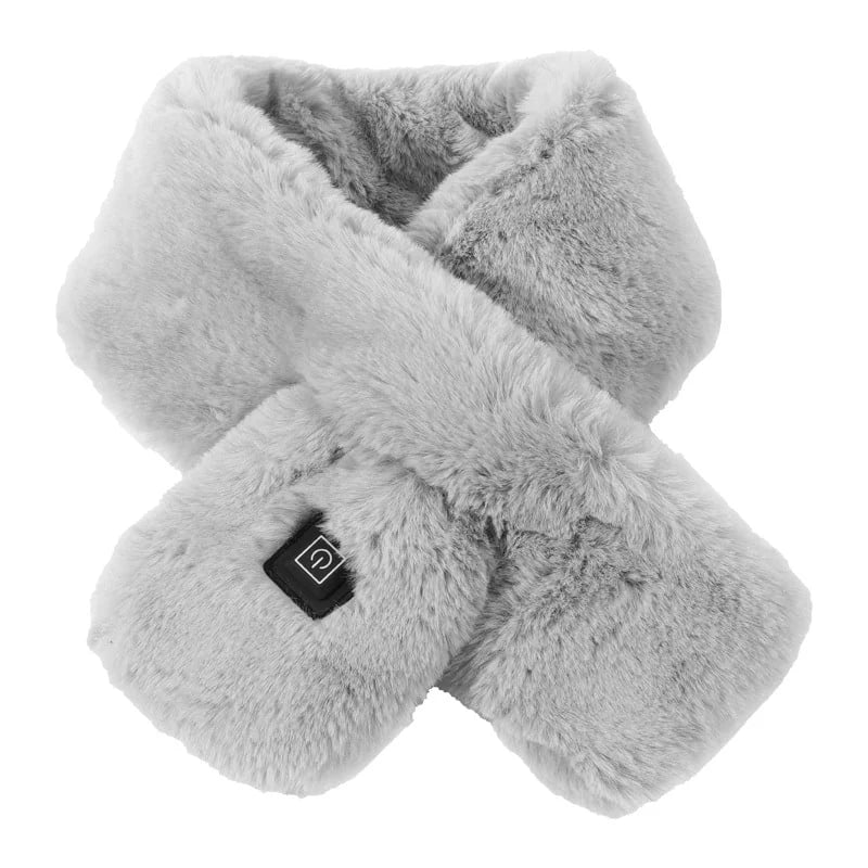 Women's Heated Scarf with Faux Fur, USB Electric Neck Wrap with Three-Gear Temperature Control