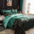 3-Piece Duvet Cover Set in Microfiber with Double-Sided Geometric Space Design – Queen Size Bed Covers for Stylish Bedrooms