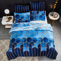 3-Piece Duvet Cover Set in Microfiber with Double-Sided Geometric Space Design – Queen Size Bed Covers for Stylish Bedrooms
