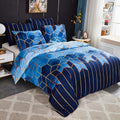 3-Piece Duvet Cover Set in Microfiber with Double-Sided Geometric Space Design – Queen Size Bed Covers for Stylish Bedrooms