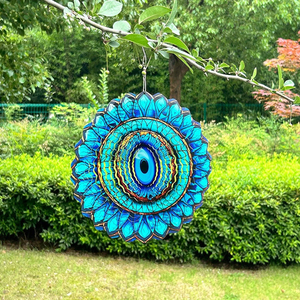 3D Metal Wind Spinner for Garden and Porch Decoration – Colorful Hanging Yard Spinner, 12-Inch Diameter