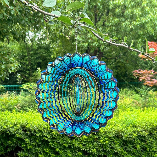 3D Metal Wind Spinner for Garden and Porch Decoration – Colorful Hanging Yard Spinner, 12-Inch Diameter