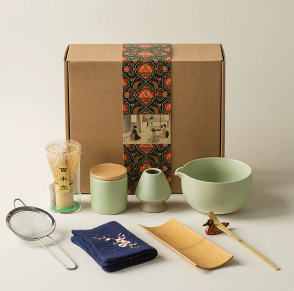 9-Piece Japanese Matcha Tea Set for Authentic Ceremony - Complete Matcha Preparation Gift Set with Bowl, Whisk, and Accessories