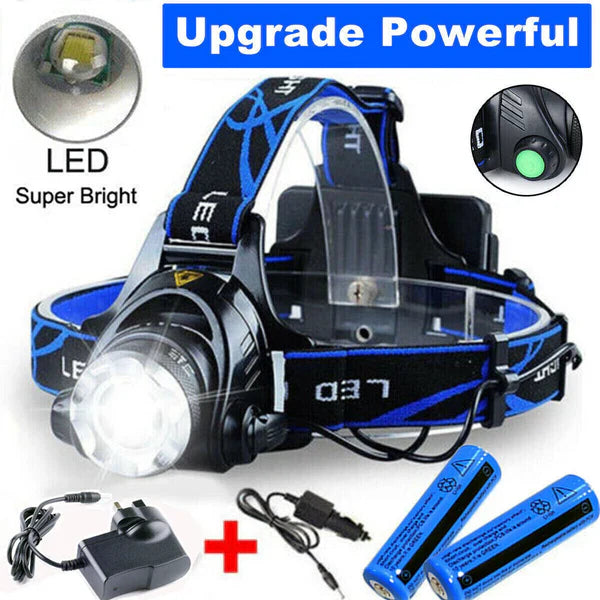 990000LM Rechargeable LED Headlamp Zoomable Torch Tactical Headlight Flashlight 1