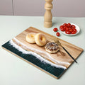 Acacia Wood Cutting Board with Ocean Resin Art – Unique Handcrafted Kitchen Decor for Chopping and Serving