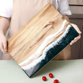 Acacia Wood Cutting Board with Ocean Resin Art – Unique Handcrafted Kitchen Decor for Chopping and Serving