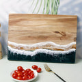 Acacia Wood Cutting Board with Ocean Resin Art – Unique Handcrafted Kitchen Decor for Chopping and Serving