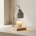 Adjustable Candle Warmer Lamp with Solid Wood Base and 50W Halogen Bulb – Versatile Wax Melt Warmer with Timer and Brightness Settings