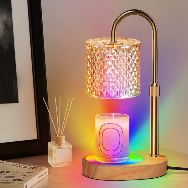 Adjustable Flameless Candle Warmer Lamp with Timer and RGB Lighting – Dimmable Heat Control for Scented Jar Candles