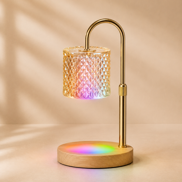 Adjustable Flameless Candle Warmer Lamp with Timer and RGB Lighting – Dimmable Heat Control for Scented Jar Candles
