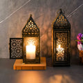 Antique Iron Candle Holder with Intricate Metalwork for Indoor and Outdoor Use – Compatible with Tea Light or Candle Stick Holders