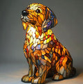 Art Deco Stained Glass Table Lamp with Dog Design – USB Powered Bedside and Bedroom Lamp for Unique Home Decor