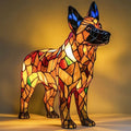 Art Deco Stained Glass Table Lamp with Dog Design – USB Powered Bedside and Bedroom Lamp for Unique Home Decor