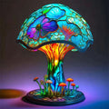 Art Nouveau Stained Glass Table Lamp – Unique Mushroom Design for Bedroom or Living Room, Warm Ambient Light
