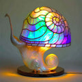 Art Nouveau Stained Glass Table Lamp – Unique Mushroom Design for Bedroom or Living Room, Warm Ambient Light
