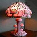 Art Nouveau Stained Glass Table Lamp – Unique Mushroom Design for Bedroom or Living Room, Warm Ambient Light