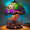 Art Nouveau Stained Glass Table Lamp – Unique Mushroom Design for Bedroom or Living Room, Warm Ambient Light