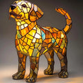 Art Nouveau Stained Resin Table Lamp for Living Room or Bedroom – Handcrafted Cat and Dog Design with USB Plug