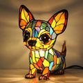 Art Nouveau Stained Resin Table Lamp for Living Room or Bedroom – Handcrafted Cat and Dog Design with USB Plug