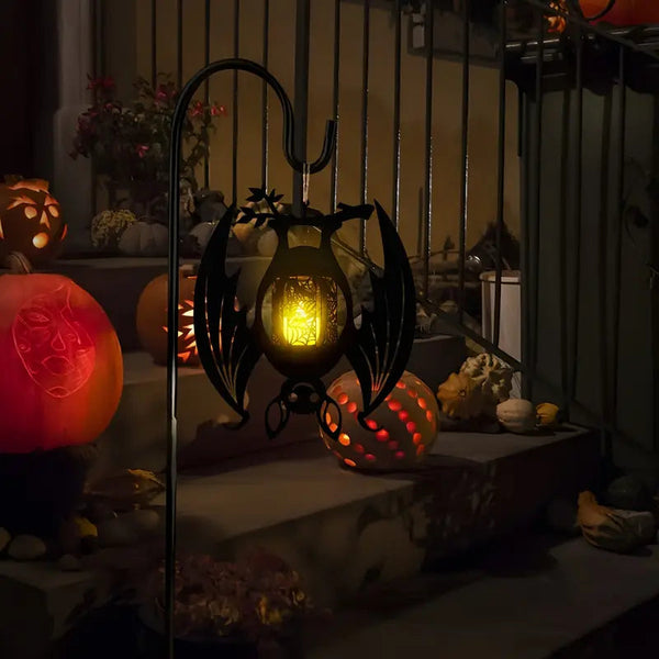 Bat Lantern Candle Holder – Gothic Decorative Accent for Indoor and Outdoor Use, Weather-Resistant Wood, Unique Bat Silhouette