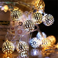 Battery Operated LED Moroccan Fairy Lights – 10ft Gold Globe String Lights for Indoor and Outdoor Party Decor