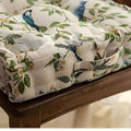 Bird and Leaf Pattern Chair Cushion with Thick Padding and Portable Strap – 16.5 x 16.5 Inches