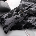 Black Marble Duvet Cover Set – 3-Piece Microfiber Queen Bed Covers with Pillowcases for Modern Bedroom Decor
