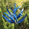 Blue Lotus Wind Spinner - Elegant Metal Garden Ornament with Intricate Design for Outdoor Decor