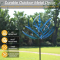 Blue Lotus Wind Spinner - Elegant Metal Garden Ornament with Intricate Design for Outdoor Decor