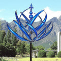 Blue Lotus Wind Spinner - Elegant Metal Garden Ornament with Intricate Design for Outdoor Decor